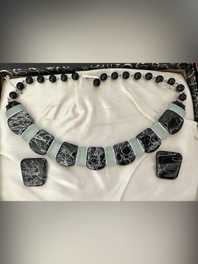 Vintage West Germany Stunning Necklace & Clip Earring Set NOS w/ Original Box